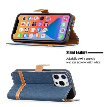 Color Matching Denim Texture Horizontal Flip Leather Case with Holder & Card Slots & Wallet & Lanyard For iPhone 13(Dark Blue)-garmade.com
