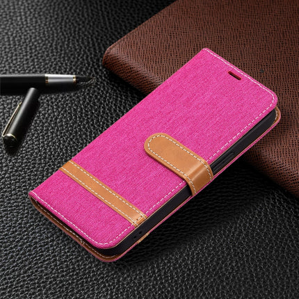 Color Matching Denim Texture Horizontal Flip Leather Case with Holder & Card Slots & Wallet & Lanyard For iPhone 13(Rose Red)-garmade.com