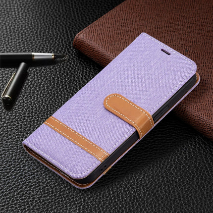 Color Matching Denim Texture Horizontal Flip Leather Case with Holder & Card Slots & Wallet & Lanyard For iPhone 13 Pro(Purple)-garmade.com