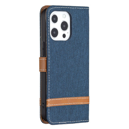 Color Matching Denim Texture Horizontal Flip Leather Case with Holder & Card Slots & Wallet & Lanyard For iPhone 13 Pro(Dark Blue)-garmade.com