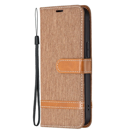 Color Matching Denim Texture Horizontal Flip Leather Case with Holder & Card Slots & Wallet & Lanyard For iPhone 13 Pro Max(Brown)-garmade.com