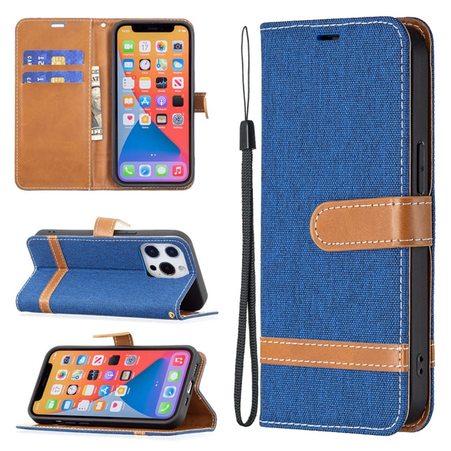 Color Matching Denim Texture Horizontal Flip Leather Case with Holder & Card Slots & Wallet & Lanyard For iPhone 13 Pro Max(Royal Blue)-garmade.com