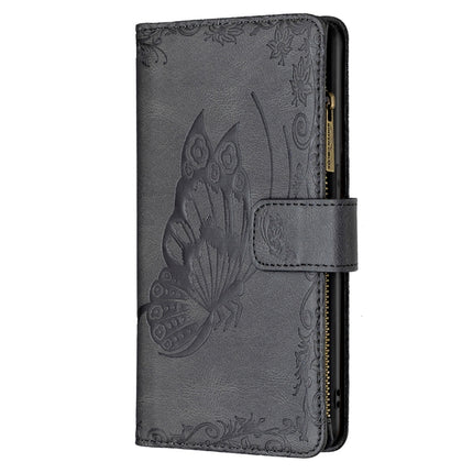 Flying Butterfly Embossing Pattern Zipper Horizontal Flip Leather Case with Holder & Card Slots & Wallet For iPhone 13 mini(Black)-garmade.com