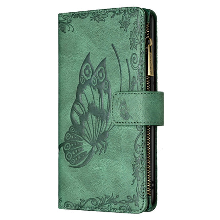 Flying Butterfly Embossing Pattern Zipper Horizontal Flip Leather Case with Holder & Card Slots & Wallet For iPhone 13 mini(Green)-garmade.com