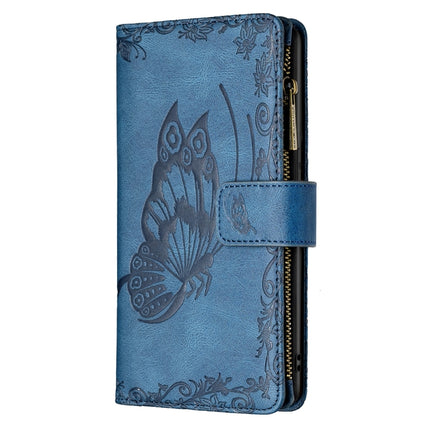 Flying Butterfly Embossing Pattern Zipper Horizontal Flip Leather Case with Holder & Card Slots & Wallet For iPhone 13(Blue)-garmade.com