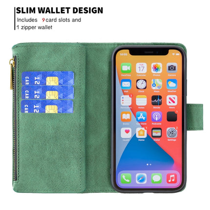 Flying Butterfly Embossing Pattern Zipper Horizontal Flip Leather Case with Holder & Card Slots & Wallet For iPhone 13 Pro(Green)-garmade.com
