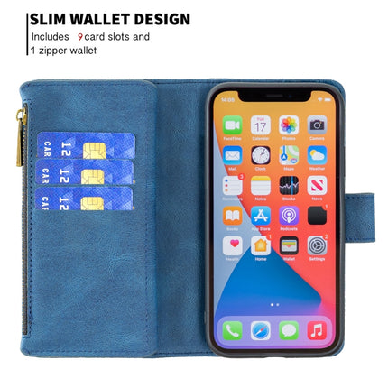 Flying Butterfly Embossing Pattern Zipper Horizontal Flip Leather Case with Holder & Card Slots & Wallet For iPhone 13 Pro Max(Blue)-garmade.com
