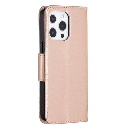 Embossing Two Butterflies Pattern Horizontal Flip PU Leather Case with Holder & Card Slot & Wallet & Lanyard For iPhone 13(Rose Gold)-garmade.com