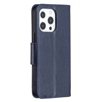 Embossing Two Butterflies Pattern Horizontal Flip PU Leather Case with Holder & Card Slot & Wallet & Lanyard For iPhone 13 Pro Max(Blue)-garmade.com