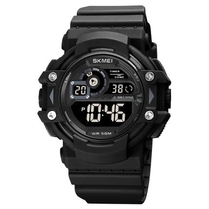 SKMEI 1778 Multifunction Dual Time Digital Display LED Luminous Men Sports Electronic Watch(Black)-garmade.com