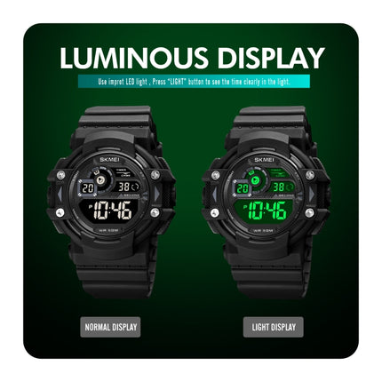 SKMEI 1778 Multifunction Dual Time Digital Display LED Luminous Men Sports Electronic Watch(Black)-garmade.com