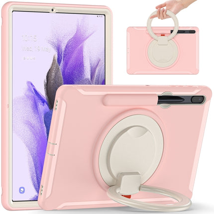For Samsung Galaxy Tab S8+ / Tab S8 Plus / Tab S7 FE / Tab S7+/S7 FE 12.4 inch T970 Shockproof TPU + PC Protective Case with 360 Degree Rotation Foldable Handle Grip Holder & Pen Slot(Cherry Blossoms Pink)-garmade.com