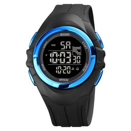 SKMEI 1790 Triplicate Round LED Dual Time Digital Display Luminous Electronic Watch for Men(Blue Black)-garmade.com