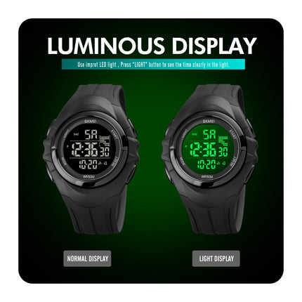 SKMEI 1790 Triplicate Round LED Dual Time Digital Display Luminous Electronic Watch for Men(Black)-garmade.com