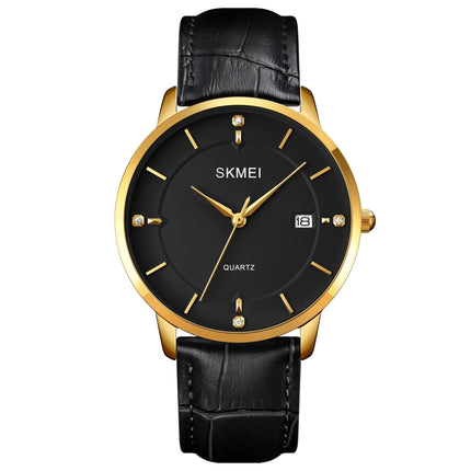 SKMEI 1801 Men Casual Calendar Quartz Watch(Gold and Black)-garmade.com