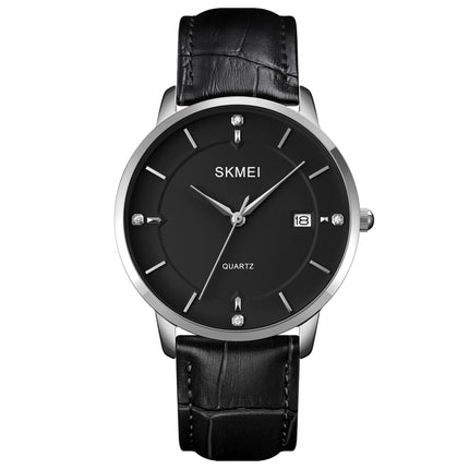 SKMEI 1801 Men Casual Calendar Quartz Watch(Silver Black)-garmade.com