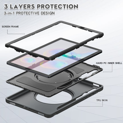 For Samsung Galaxy Tab S6 T860 Shockproof TPU + PC Protective Case with 360 Degree Rotation Foldable Handle Grip Holder & Pen Slot(Black)-garmade.com