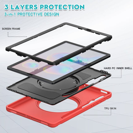 For Samsung Galaxy Tab S6 T860 Shockproof TPU + PC Protective Case with 360 Degree Rotation Foldable Handle Grip Holder & Pen Slot(Red)-garmade.com