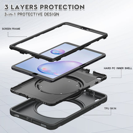 For Samsung Galaxy Tab A 8.4 T307 2020 Shockproof TPU + PC Protective Case with 360 Degree Rotation Foldable Handle Grip Holder & Pen Slot(Black)-garmade.com