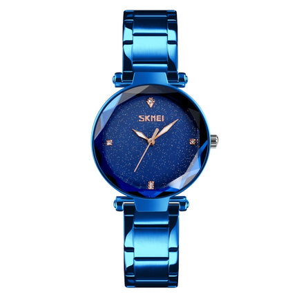 SKMEI 9180 Starry Sky Dial Stainless Steel Strap Quartz Watch for Ladies(Blue)-garmade.com