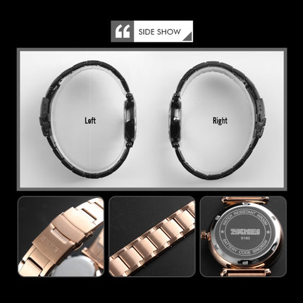 SKMEI 9180 Starry Sky Dial Stainless Steel Strap Quartz Watch for Ladies(Rose Gold)-garmade.com