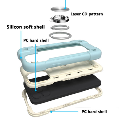 Shockproof Silicone + PC Protective Case with Dual-Ring Holder For iPhone 13 mini(Ice Blue)-garmade.com