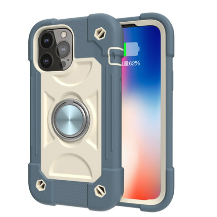 Shockproof Silicone + PC Protective Case with Dual-Ring Holder For iPhone 13 mini(Daisy Blue)-garmade.com
