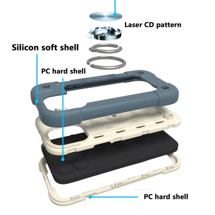 Shockproof Silicone + PC Protective Case with Dual-Ring Holder For iPhone 13 mini(Daisy Blue)-garmade.com