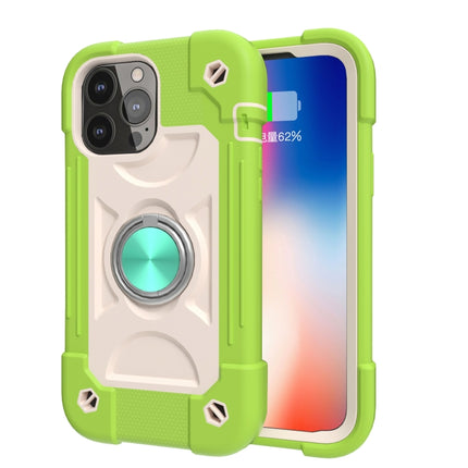 Shockproof Silicone + PC Protective Case with Dual-Ring Holder For iPhone 13 mini(Guava)-garmade.com