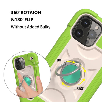 Shockproof Silicone + PC Protective Case with Dual-Ring Holder For iPhone 13 mini(Guava)-garmade.com