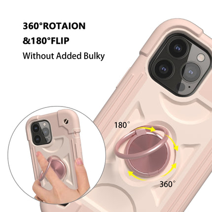 Shockproof Silicone + PC Protective Case with Dual-Ring Holder For iPhone 13 mini(Rose Gold)-garmade.com