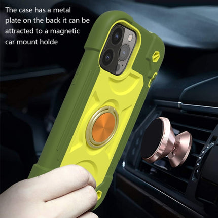 Shockproof Silicone + PC Protective Case with Dual-Ring Holder For iPhone 13 mini(Avocado)-garmade.com