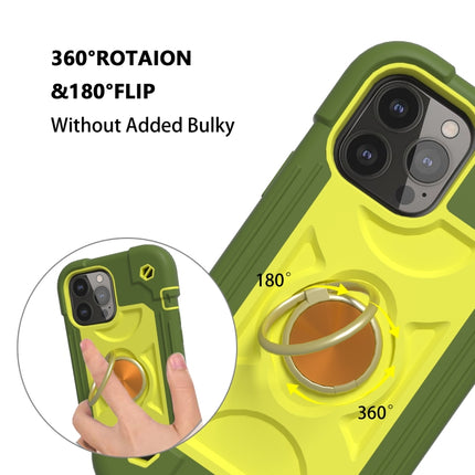 Shockproof Silicone + PC Protective Case with Dual-Ring Holder For iPhone 13 mini(Avocado)-garmade.com