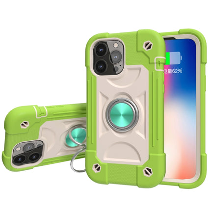 Shockproof Silicone + PC Protective Case with Dual-Ring Holder For iPhone 13(Guava)-garmade.com