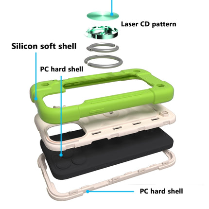 Shockproof Silicone + PC Protective Case with Dual-Ring Holder For iPhone 13(Guava)-garmade.com