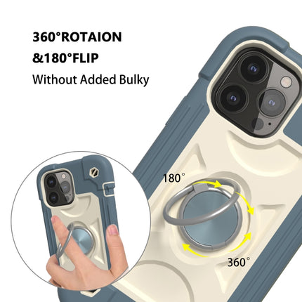 Shockproof Silicone + PC Protective Case with Dual-Ring Holder For iPhone 13 Pro(Daisy Blue)-garmade.com
