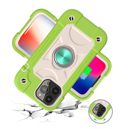 Shockproof Silicone + PC Protective Case with Dual-Ring Holder For iPhone 13 Pro(Guava)-garmade.com