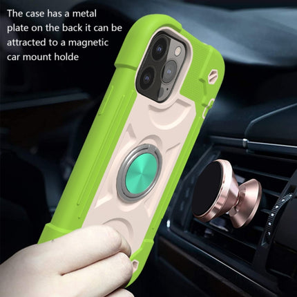 Shockproof Silicone + PC Protective Case with Dual-Ring Holder For iPhone 13 Pro(Guava)-garmade.com