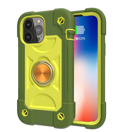 Shockproof Silicone + PC Protective Case with Dual-Ring Holder For iPhone 13 Pro Max(Avocado)-garmade.com