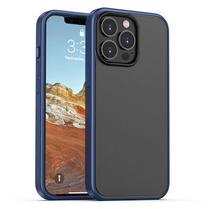 Skin Feel Frosted PC + TPU Shockproof Case with Color Button For iPhone 13 Pro(Blue)-garmade.com