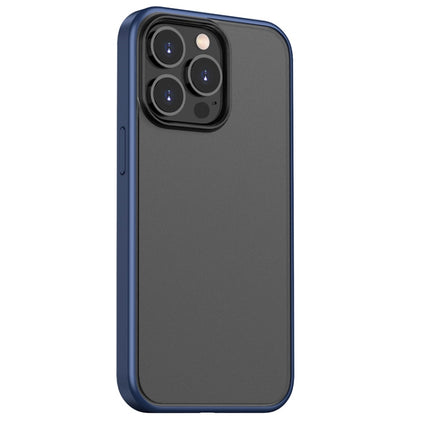 Skin Feel Frosted PC + TPU Shockproof Case with Color Button For iPhone 13 Pro(Blue)-garmade.com