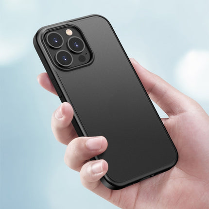 Skin Feel Frosted PC + TPU Shockproof Case with Color Button For iPhone 13 Pro(Black)-garmade.com