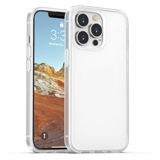 Skin Feel Frosted PC + TPU Shockproof Case with Color Button For iPhone 13 Pro Max(White)-garmade.com