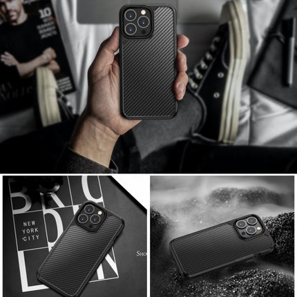 Pioneer Carbon Fiber Texture Shockproof TPU + PC Case For iPhone 13 Pro(Black)-garmade.com