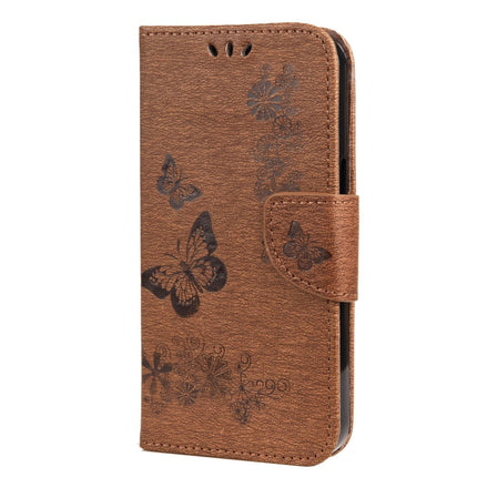 Vintage Embossed Floral Butterfly Pattern Horizontal Flip Leather Case with Card Slot & Holder & Wallet & Lanyard For iPhone 13 mini(Brown)-garmade.com