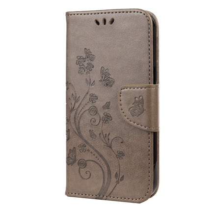 Butterfly Flower Pattern Horizontal Flip Leather Case with Holder & Card Slots & Wallet For iPhone 13 mini(Grey)-garmade.com