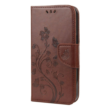 Butterfly Flower Pattern Horizontal Flip Leather Case with Holder & Card Slots & Wallet For iPhone 13 mini(Brown)-garmade.com
