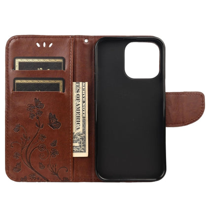 Butterfly Flower Pattern Horizontal Flip Leather Case with Holder & Card Slots & Wallet For iPhone 13 mini(Brown)-garmade.com