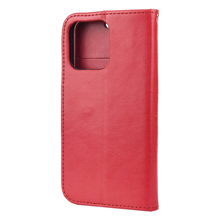 Butterfly Flower Pattern Horizontal Flip Leather Case with Holder & Card Slots & Wallet For iPhone 13 mini(Red)-garmade.com