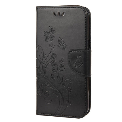 Butterfly Flower Pattern Horizontal Flip Leather Case with Holder & Card Slots & Wallet For iPhone 13 mini(Black)-garmade.com